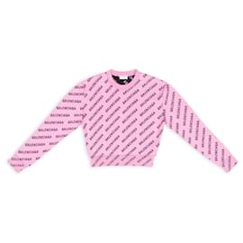 Balenciaga-MINI-PULLOVER MIT ALLOVER-LOGO FÜR DAMEN IN ROSA-Pink