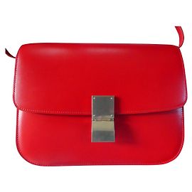 Céline Box Bag Red Leather Medium Red