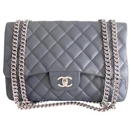 Chanel-Chanel Classic Gm gray bag-Grey