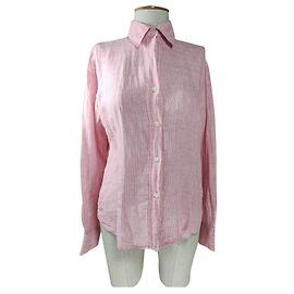 Autre Marque Camicia Gant in lino a righe rosa e bianca Rosa Bianco