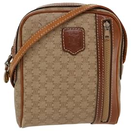 Céline-CELINE Macadam Canvas Shoulder Bag PVC Leather Beige Auth 39944-Beige