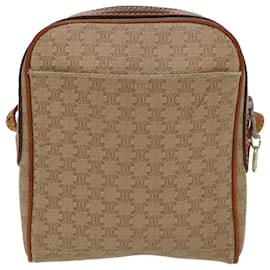 Céline-CELINE Macadam Canvas Shoulder Bag PVC Leather Beige Auth 39944-Beige