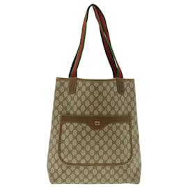Gucci-GUCCI GG Canvas Web Sherry Line Tote Bag Beige Red Green 120.02.003 auth 39772-Red,Beige,Green