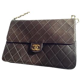 Chanel Timeless Lambskin Handbag Dark Brown Dark brown