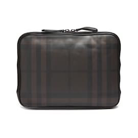 Burberry-Smoke Check Laptop Bag-Brown