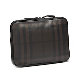 Burberry-Smoke Check Laptop Bag-Brown