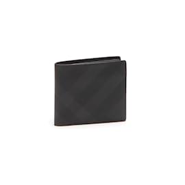 Burberry-Check Bi-Fold Wallet-Black