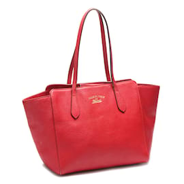 Gucci-Swing Leather Tote 354408-Red