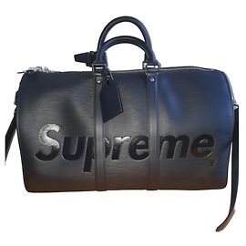 Louis Vuitton Supreme X Black Leather Briefcase Black