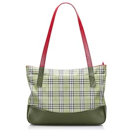 Burberry-Burberry Brown Haymarket Check Tote Bag-Brown,Beige