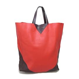 Céline-Vertical Cabas Leather Tote Bag-Red