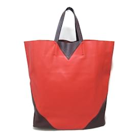 Céline-Vertical Cabas Leather Tote Bag-Red