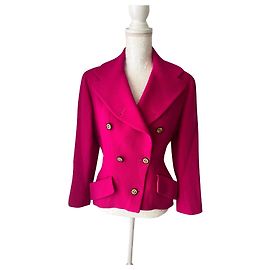 Chanel Jacket Pink Wool Size 40 Pink