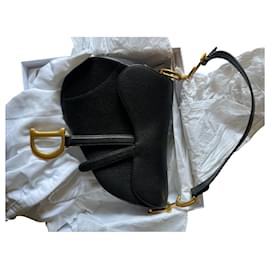 Christian Dior-Dior Saddle Bag with shoulder strap-Black