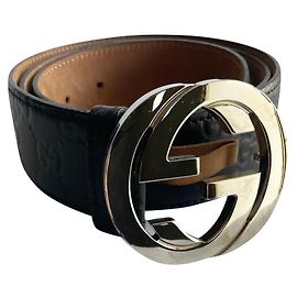 Cinto De Couro Gucci, Fivela GG Preto
