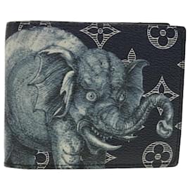 Louis Vuitton-LOUIS VUITTON Monogram Savanna Porte Feuille Marco Wallet M66467 LV Auth 39920-Navy blue