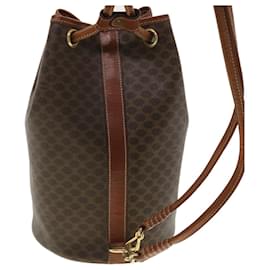 Céline-CELINE Macadam Canvas Shoulder Bag PVC Leather Brown Auth 39946-Brown