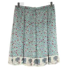Hermès-Hermès patterned mid-length skirt 42-Blue