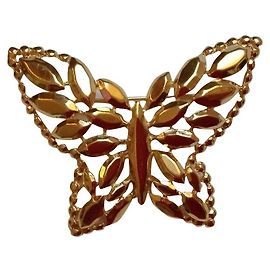 Autre Marque Trifari Schmetterling Brosche Vergoldet Golden