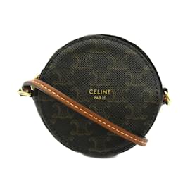 Céline-Triomphe Round Purse-Black