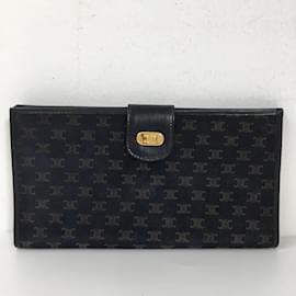 Céline-Macadam Suede & Leather Long Wallet-Blue