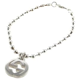 Gucci Collar con colgante de cadena de bola G entrelazada Plata