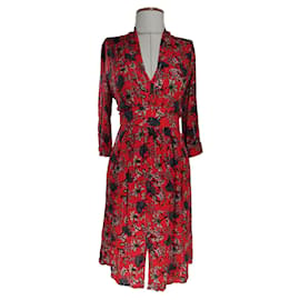 Ba&Sh Rotes Blumenkleid aus Viscose Rot Mehrfarben