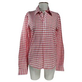 Autre Marque Band of Outsiders Blusenshirt Karo Baumwolle Weiß Rot Weiß Rot Mehrfarben