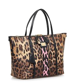 Dolce & Gabbana-Dolce&Gabbana Brown Miss Escape Leopard Print Tote-Brown