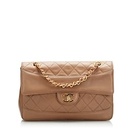 Chanel-CC Quilted Leather Chain Flap Bag-Brown