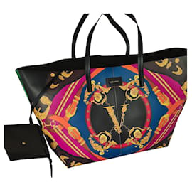 Versace-VERSACE Heritage printed leather tote bag - The bag is new-Black,Multiple colors