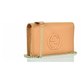 Gucci-Gucci Soho Handbag Beige Woman Leather Cellarius Mod. 598211 a7M0g 2754-Beige