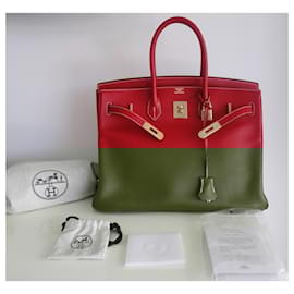 Hermès-HERMES BIRKIN BAG 35 bicolour-Red,Blue