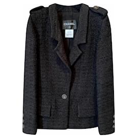 Chanel-Jaqueta de tweed preta Seoul-Preto