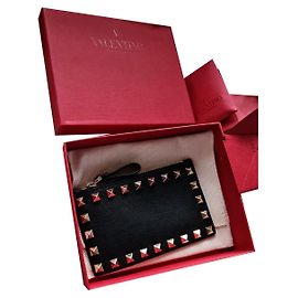 Monedero y tarjetero de cuero Rockstud de Valentino Garavani Negro