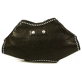 ALEXANDER MCQUEEN 'De Manta' medium size clutch black leather bag silver studs Black