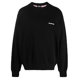 Balenciaga-Pullover Political Campaign Sweater in black cotton blend knit-Black