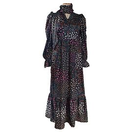 Autre Marque Robe longue Meadow col noué noire Noir Multicolore