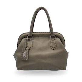 Fendi-Selleria Military Green Leather Doctor Bag Handbag Satchel-Green