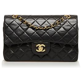Chanel-Chanel Black Small Classic Lambskin lined Flap-Black