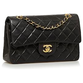 Chanel-Chanel Black Small Classic Lambskin lined Flap-Black