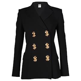 Moschino-Moschino Couture Blazer con botones forrados en viscosa negra con el signo del dólar-Negro