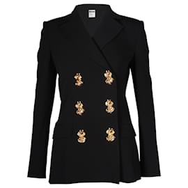 Moschino-Moschino Couture Dollar Sign Double-Breasted Blazer in Black Viscose-Black