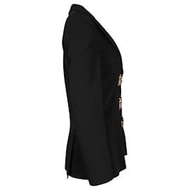 Moschino-Moschino Couture Blazer con botones forrados en viscosa negra con el signo del dólar-Negro