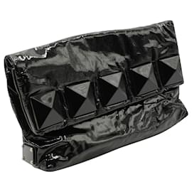 Marc Jacobs-Marc Jacobs Studded Clutch in Black Patent Leather-Black