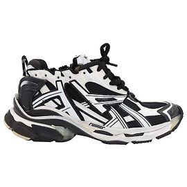 Balenciaga Runner Sneakers in White Black Polyurethane Black
