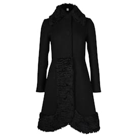 Moschino-Einreihiger Moschino-Mantel aus schwarzer Schurwolle-Schwarz
