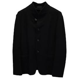 Giorgio Armani-Armani Collezioni Mandarin Collar Regular Fit Sportmantel aus schwarzem Polyester-Schwarz