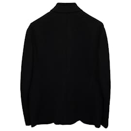 Giorgio Armani-Armani Collezioni Mandarin Collar Regular Fit Sport Coat in Black Polyester-Black