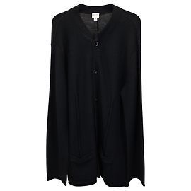 Giorgio Armani Armani Collezioni Buttoned Sweatershirt in Black Wool Black